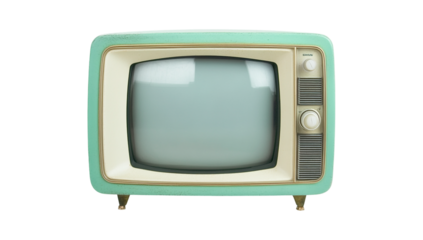 Retro television isolated on transparent background with a mint green color scheme