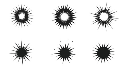 Black starburst shapes arranged in a grid graphic vector illustration