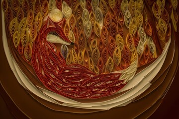 Animal Silhouette Quilling Concept. Abstract illustration of a bird in a stylized, swirling design.