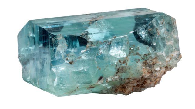 Aquamarine beryl background isolated on a Transparent background, PNG file.