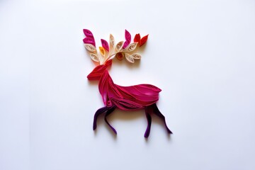 Animal Silhouette Quilling Concept. Colorful paper art of a deer with intricate antlers.