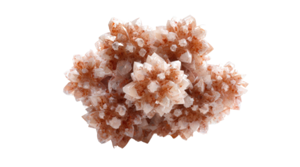 Aragonite star cluster background isolated on a Transparent background, PNG file.