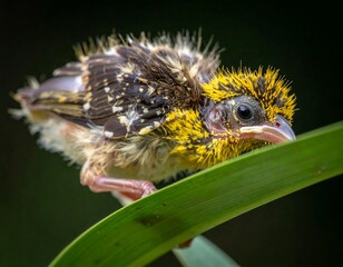 Baby bird on a leaf
