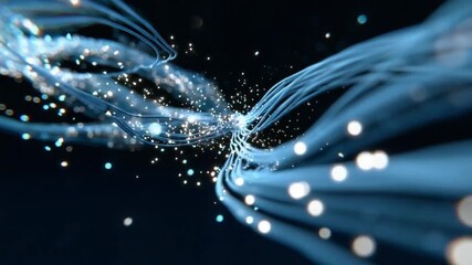 Digital Data Stream: A stunning visual representation of digital data streams, with vibrant blue light trails converging, symbolizing the flow and connectivity of information. - Powered by Adobe