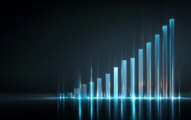 Abstract Financial Growth Chart with Glowing Bars