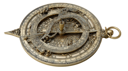 Astrolabe pointer piece background isolated on a Transparent background, PNG file.