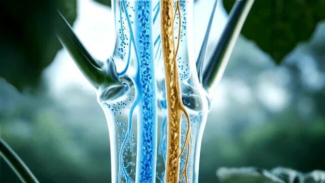Scientific Visualization of Plant Vascular System Transporting Water and Nutrients.