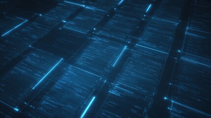 Abstract network grid with files and folders, futuristic software interface, digital document management system, store, search and organize documents, corporate business, paperless office	