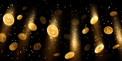 Falling Golden Coins with Sparkles