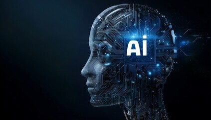 Concept of Artificial Intelligence with Circuitry Head Design