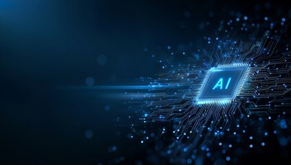 Artificial Intelligence Concept with Microchip and Digital Background