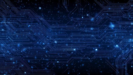 Abstract Blue Circuit Board Background with Stars