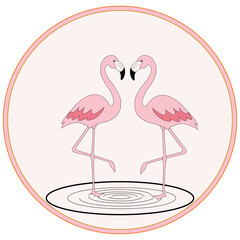 Two flamingos in love Royalty Vector Image