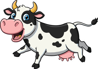 Cartoon cow illustration, funny farm animal, happy dairy cattle, cute livestock drawing, playful children’s character, black and white cow, cheerful mascot design, educational artwork