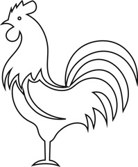 Elegant chicken rooster line art vector logo on white background, perfect for rustic farms and organic product branding.