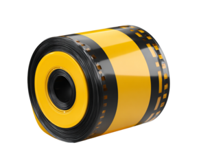 Roll of yellow and black hazard tape isolated on transparent background