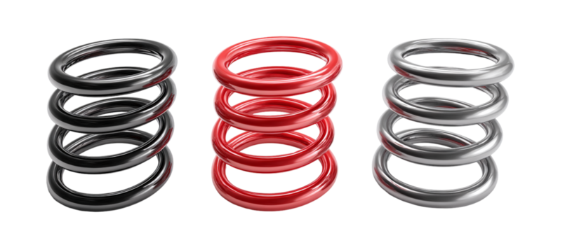 Metal rings isolated on transparent background in black, red, and silver - Powered by Adobe