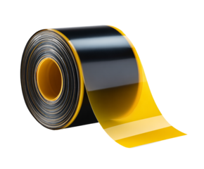 Roll of black and yellow vinyl tape isolated on transparent background