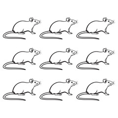 Set of funny cartoon rat animals