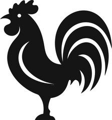 Minimalist rooster silhouette vector logo, clean farm animal design for rustic food brands, eco shops, and natural product labels.
