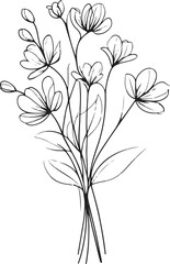 Minimalist smooth outline of a flower bouquet 2