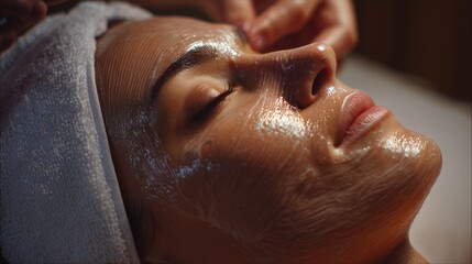 A woman holds a white towel, carefully folding the towel under soft light. The woman's hands adjust the towel's edges for a neat arrangement in the woman's space.