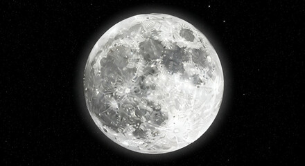 Detailed Full Moon Surface With Starry Night Sky lunar