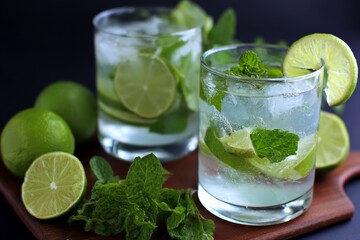 Fototapeta premium Classic mojito with mint and lime.