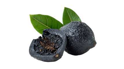 Black sapote pulp background isolated on a Transparent background, PNG file.