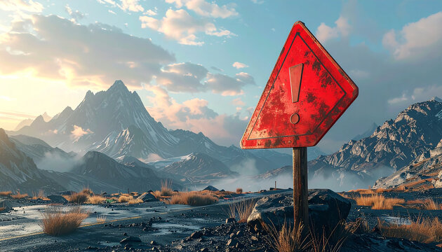 Exclamation sign in red triangular on a white background
2