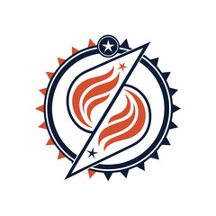 Obraz premium Abstract fire and star emblem vector logo design