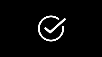 Check mark animation. check mark animation motion. Animated tick mark icon with circle loading animated on a black background approved 4k video