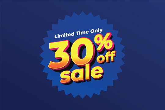 limited time 30 percent sale off promo blue background