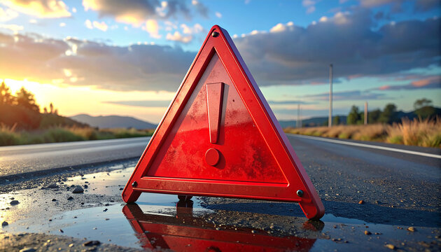 Exclamation sign in red triangular on a white background
3