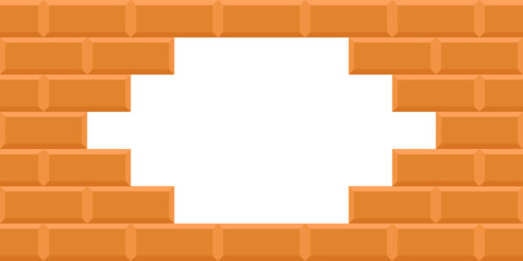 Brickwall. Vector illustration Brickwall with Empty hole for text. Frame from orange Bricks with Empty space for text. Perfect banner for building construction company template design. EPS 10