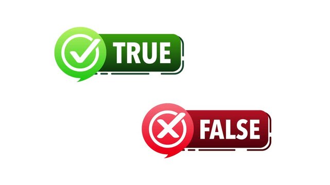 Animated true and false buttons with checkmark and cross