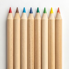 Rainbow of Wooden Pencils on White, Art, Colors