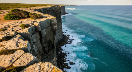 Cliffside ocean view sunlight landscape