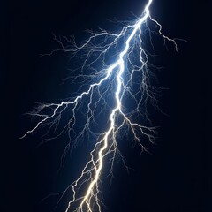 Striking Lightning Bolt on Dark Sky, Power , Weather