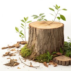 Tree Stump with New Growth - A Symbol of Resilience, Nature, Renewal