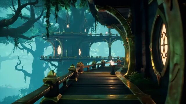 Whimsical Submerged Forest Hallway