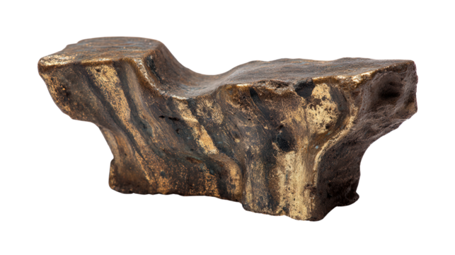 Bronze fragment background isolated on a Transparent background, PNG file.