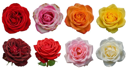 Naklejka premium Assortment of colorful rose flowers on black background