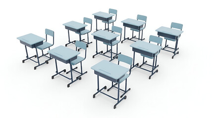 Empty School Desks and Chairs Arranged in Rows classroom