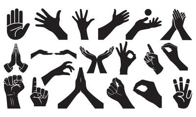 Silhouette Collection of Hand Gestures and Signs