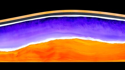 Obraz premium Minimal horizon with skyline fading into darkness under radiant orange purple horizon