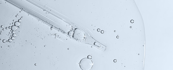 Skin serum or shampoo or shower gel or moisturizing gel. A cosmetic product for body care.