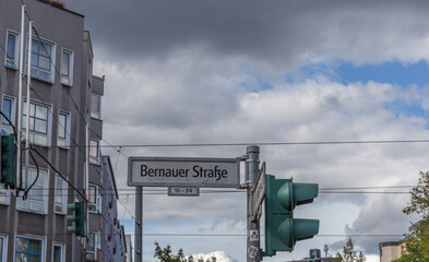 Straßenschild Bernauer Straße, Berlin, Deutschland