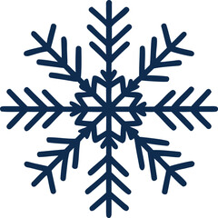 Single snowflake with blue outline illustration on a white background