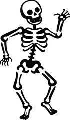 Black and White Dancing Skeleton for Halloween or Day of the Dead